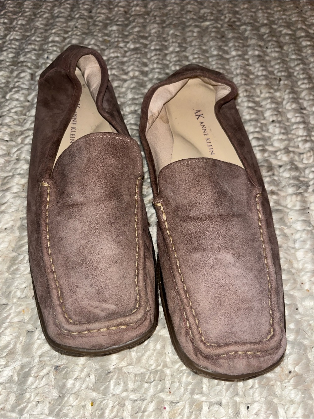 Anne Klein Brown Suede Slip-On Loafers for Men
